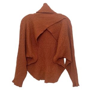 FREE PEOPLE BEACH RIPPED COWL-NECK OPEN BACK SWEATER